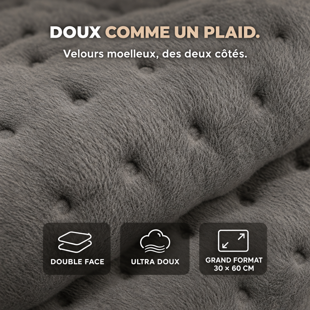 Coussin chauffant Paddy™ en velours doux double face